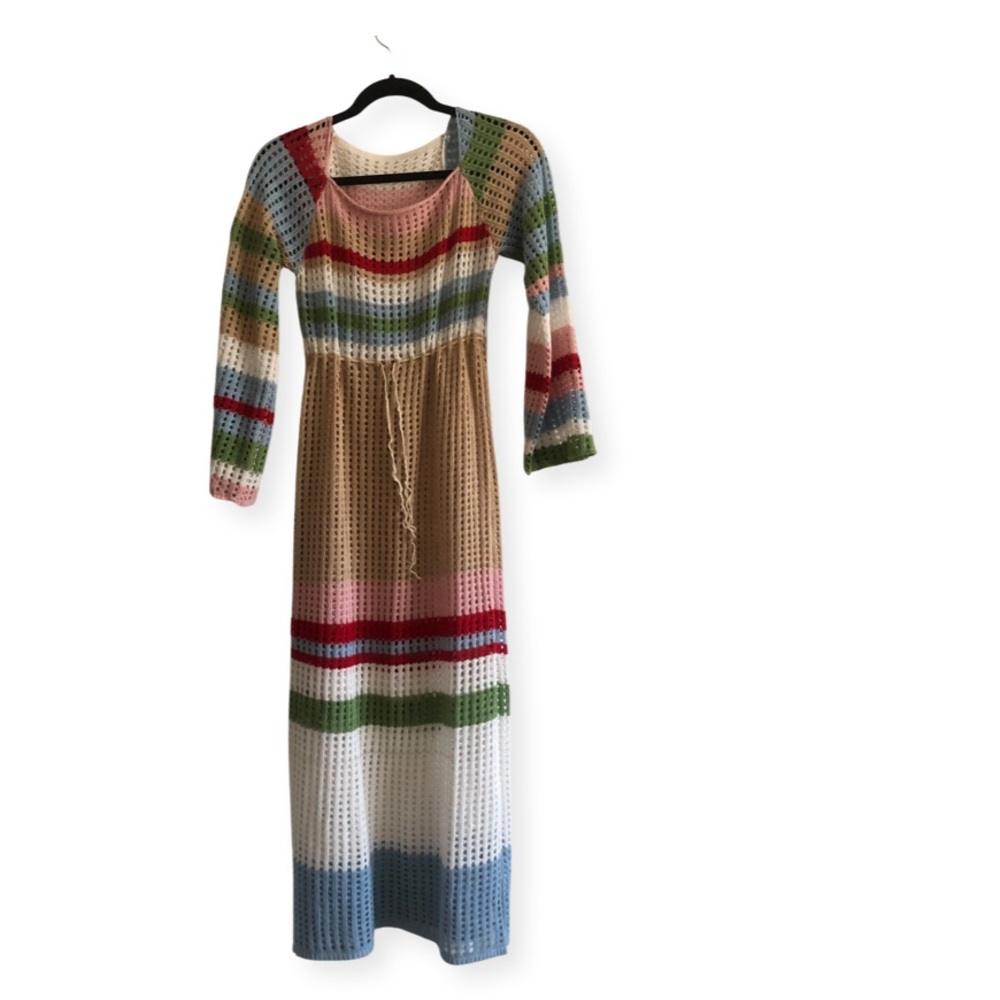 Cotton knit midi maxi mesh summer dress